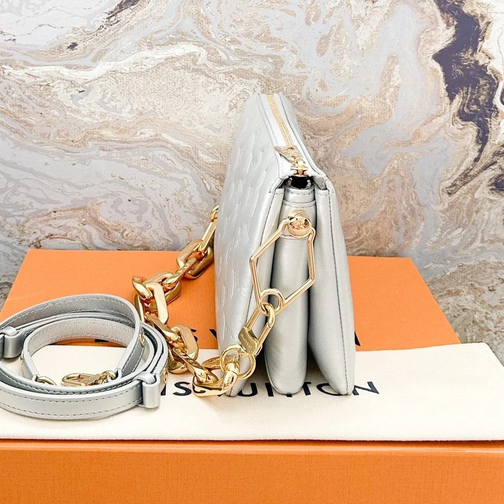 Louis Vuitton Coussin BB Monogram Silver Lambskin Embossed Crossbody Bag - Picture 4 of 12